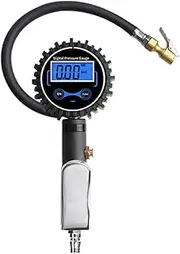 Digital Tire Pressure Gauge with Inflator, 180 PSI Air Chuck and Compressor Accessories with Quick Connect Coupler, High Precision re Gauge with Backlit Display for Trucks, Pickup Trucks, Cars,