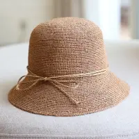 在飛比找樂天市場購物網優惠-特細手工編織拉菲草帽子女夏韓版出游沙灘帽防紫外線遮陽帽可折疊