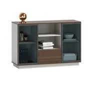 Modern Home ANDERS Credenza Cabinet 120cm(W)x40cm(D)x80cm(H) - Hazelnut & Beige