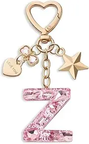 [CHUQING] Glitter Letter Keychain Pink Initial Keychain Letter Keyring for Girls Women