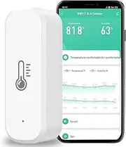 Indoor Thermometer Hygrometer Smart Wireless WiFi Bluetooth Temperature Humidity Remote Monitor Battery Powered Temperature and Humidity Sensor for Home Office Greenhouse