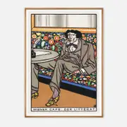 Galrie Wiener Cafe Der Literat Art Nouveau Poster by Carl Otto Czeschka -Vintage Wall Art, Wood Frame, 70 x 100cm (28 x 40inch)