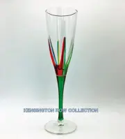 POSITANO CHAMPAGNE FLUTE - GREEN STEM - HAND PAINTED VENETIAN GLASSWARE