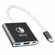 Switch Dock for Switch & OLED,Portable TV Dock with 4K HDMI, USB 3.0 Port and USB C PD Travel Docking Station for Switch(Black)