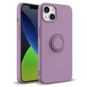 ZUSLAB iPhone 14 Plus Case Silicone Stand Magnetic Finger Ring Kickstand Bumper Protective Cover for Apple (2022) - Light Plum