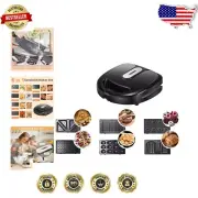 Dual-Sided Heating Waffle Maker with 6 Interchangeable Non-Stick Cooking Plates