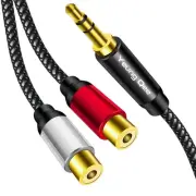 3.5mm to 2RCA Female Cable 3 ft,3.5mm Male to 2 RCA Female Jack Stereo Audio ...
