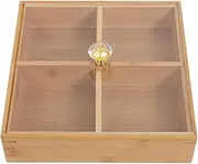 Bamboo Sorting Tray, Bamboo Tray Box,Divided Serving Tray,Divided Boxes,Compartments Serving Tray,for Craft Compartments, Chip and Dip Platter, Divided Serving Tray for Restaurants