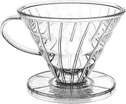 Proxima Direct V60 Plastic Coffee Dripper, Size 02, Clear, 1-4 Cups, Pour Over Coffee Maker Reusable Coffee Filter Cup Slow Brewing Accessories for Home, Cafe, Restaurants