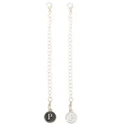 2pcs Bag Hanging Chain Gold Decorative P Letter Charm Chain Strap, White & Black