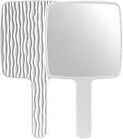 [Jasefa] Hand Mirror, Handheld Mirror with Handle for Makeup, Portable Cute Hand held Mirror for Shaving, Travel Men & Women(White)