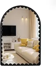 Varsoul 24x36 Arch Bathroom Wall Mounted Scalloped Edge Arc Design Framed Rectangular Bathroom Mirror, Vertical Hanging for Living Room Bedroom Entryway