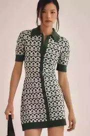 By Anthropologie Maeve Short-Sleeve Collared Button-Front DRESS size L new green