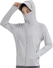 [NWUGTHTX] Women's Sun Protective Jacket, Full Zip UPF 50+ UV Clothing, Lightweight Long Sleeve Hoodie Sun Shirt