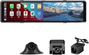 3 Cameras Dash Cam 1080P Car Mirror Video Recording Carplay & Android Auto Connection Miracast DVRs(S33,64G)