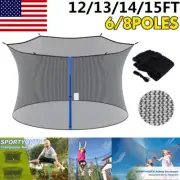 12-15ft Trampoline Safety Net Outdoor Enclosure Netting Replacement Part 6/8Pole