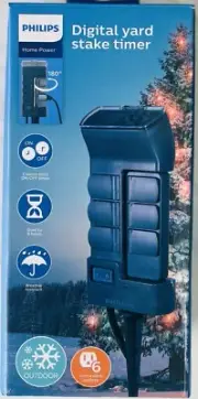 Outdoor Philips Rotatable Digital Yard Stake Timer Plug-in with 6 Outlets
