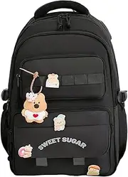 [Tanou] School Backpack Teenager Girls, 26L Nylon School Bag for Girls 3rd 9th Grade, Casual Backpack Kids with Trolley Loop for Primary School Secondary School