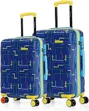 [Nasher Miles] Denver Hard-Sided Polycarbonate Luggage Set of 2 Trolley Bags (55 & 65 cm), Navy Blue, Small-Medium - Check-In, Luggage
