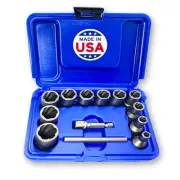13 Piece Bolt Extractor Set | Made in USA Turbo Sockets for Stripped, Rounded...