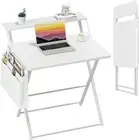 GreenForest Folding Desk, Small Computer Desk 17.7 x 23.6 inch, Pure White