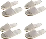 CYlovinho 4 Pairs Spa Slippers with Different Sizes, Non Slip Disposable Slippers for Guest, Washable Reusable,Open Toe House Shoes Slide Slipper Women Men, Indoor, Bedroom, Hotel, Bride Slippers