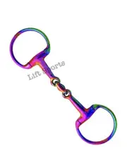 Rainbow Multicolor EGGBUTT Snaffle Horse Bit Lozenge Fat Double Joint Oval Link