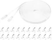 uxcell Cat 6 Ethernet Cable 82ft, 32AWG 250MHz Flat High Speed RJ45 Cat6 Internet Network Patch Cord with Clips for Computer, Gaming, Router, Modem, White