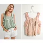 NWT House of Harlow pink peasant top cottagecore blouse eyelet old rose cotton
