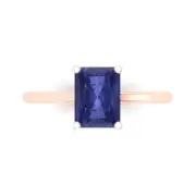 2.0ct Emerald Cut VVS1 Tanzanite Stone Wedding Bridal Promise Ring 14k Rose Gold