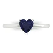 1ct Heart Cut Blue Sapphire Designer Promise Engagement Ring 14k White Gold