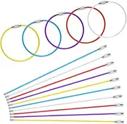 [Teaaha] 15 PCS Wire Keychain Cable 6 Inch Luggage Tag Loops Stainless Steel Cable Key Ring Holder Travel Luggage Tag Cable Loops Connecter for Hanging Car Keys Dog Tag Rings Keeper (Thick: 2mm, 5 Colors)