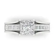 3.40ct Princess Cut Moissanite Promise Bridal Band set Sliding 14k White Gold