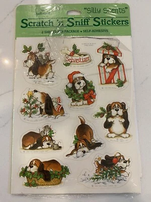 Vintage 1984 Hallmark SEBASTIAN Scratch N Sniff 2 Sheets Puppy Dog Open Package