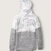 Victoria's Secret PINK Varsity Long Sleeve Pullover Tee White Camo Small NEW