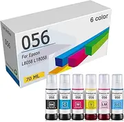 6x70ML 056 Refill Ink Bottles Compatible for Epson 8058 L18058 Inkjet Printers Ink Refill Kit 6 Color Set, High Capacity 70ml,6 Colors-70ml