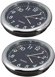 ULTECHNOVO 1set Car Clock Luminous Clock Car Dashboard Watch Car Mounted Clock Luminous Quartz Clock Luminous Car Vent Clocks Night Light Clock Luminous Adhesive Clock Glass Black 2pcs