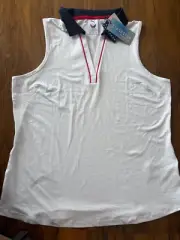 Puma Volition Cloudspun Women's LARGE Golf Polo Shirt Sleeveless Collared V Neck