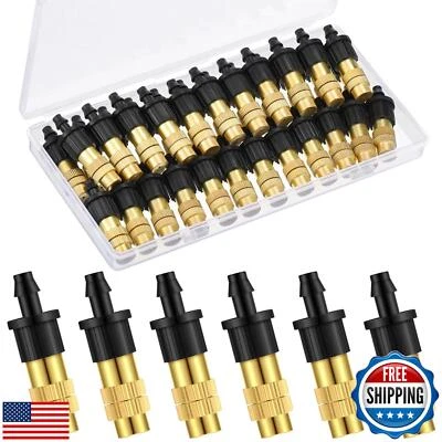 MorningRo 50 Pcs 1/4" Adjustable Copper Atomizing Nozzles Drip Irrigation Spr