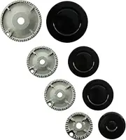 SPARES2GO (Non Universal) Oven Cooker Hob Gas Burner Crown & Flame Cap Kit for CDA (Small, 2 Medium & Large, 55mm - 100mm)