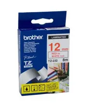 Brother TZe-232 / 12mm Red Text On White Laminated Labelling Tape - 8 Metres