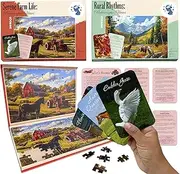 QUOKKA 100 Pieces Dementia Puzzles for Elderly - Large Piece Activities Products for Seniors - 3 Alzheimers Jigsaw Puzzle Games for Adults Picturesque Views - Cognitive Gifts for Men and Women