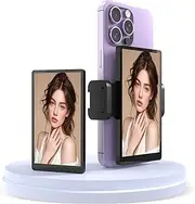 5" Magnetic Vlog Selfie Monitor Screen for iPhone, Back Camera Monitor with Bluetooth Remote, Low Latency HD Display, Wireless & Wired Dual Mode for TikTok Live Streaming & Content Creation (Black)