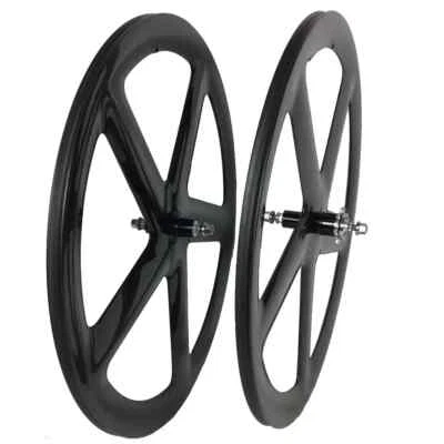 Carbon 5 Spokes Road Bike Fixed Gear Track Wheels Full Carbon Wheelset Clincher
