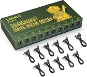 LEKATO Built-in 10000mAh Rechargeable Battery Guitar Pedal Power Supply, 10 Isolated DC Outputs, 9V 300mA, 100mA Effect Pedal Boards Power Supply, 5V/1A USB Port, Short Circuit Protection, PS-01R