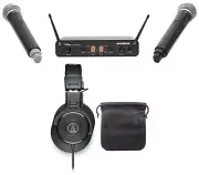 Samson Concert 288 Handheld Wireless Microphones+Audio Technica Headphones