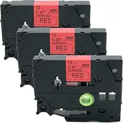 NEOUZA 3Pk Compatible for Brother P-Touch Laminated Tze Tz Label Tape Cartridge 12Mm X 8M (Tze-431 Black On Red)