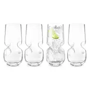 Final Touch 4pc 500ml/17oz Party Bubbles Seltzer Curved Ergonomic Glass Set