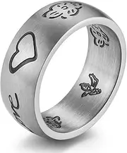 RIUKIU Little Bird Flower Couple Ring, Fashionable Stainless Steel Men's and Women's Rings,Silver,7