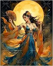 TAOPAOLAB Figure Paint by Numbers Kit for Adults - DIY Woman Dancing Under Full Moon Painting on Canvas 16x20 Inches, Acrylic Paint Set, Suitable for Beginners, Fantasy Art for Home Decoration/Gifts